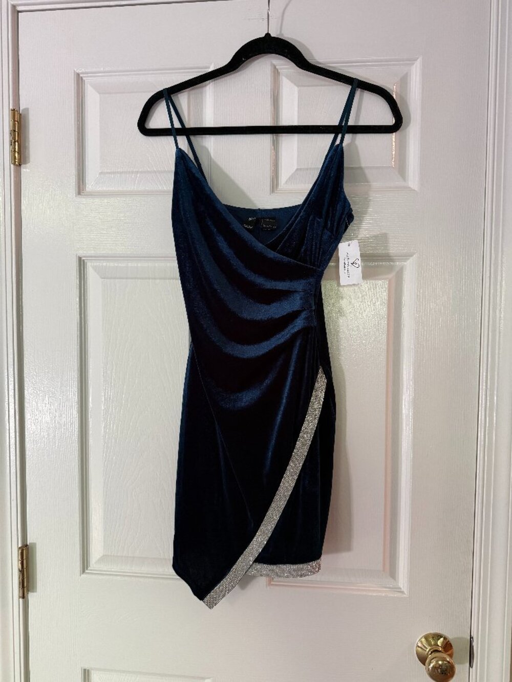 Windsor Velvet Rhinestone Mini Dress - Size Medium